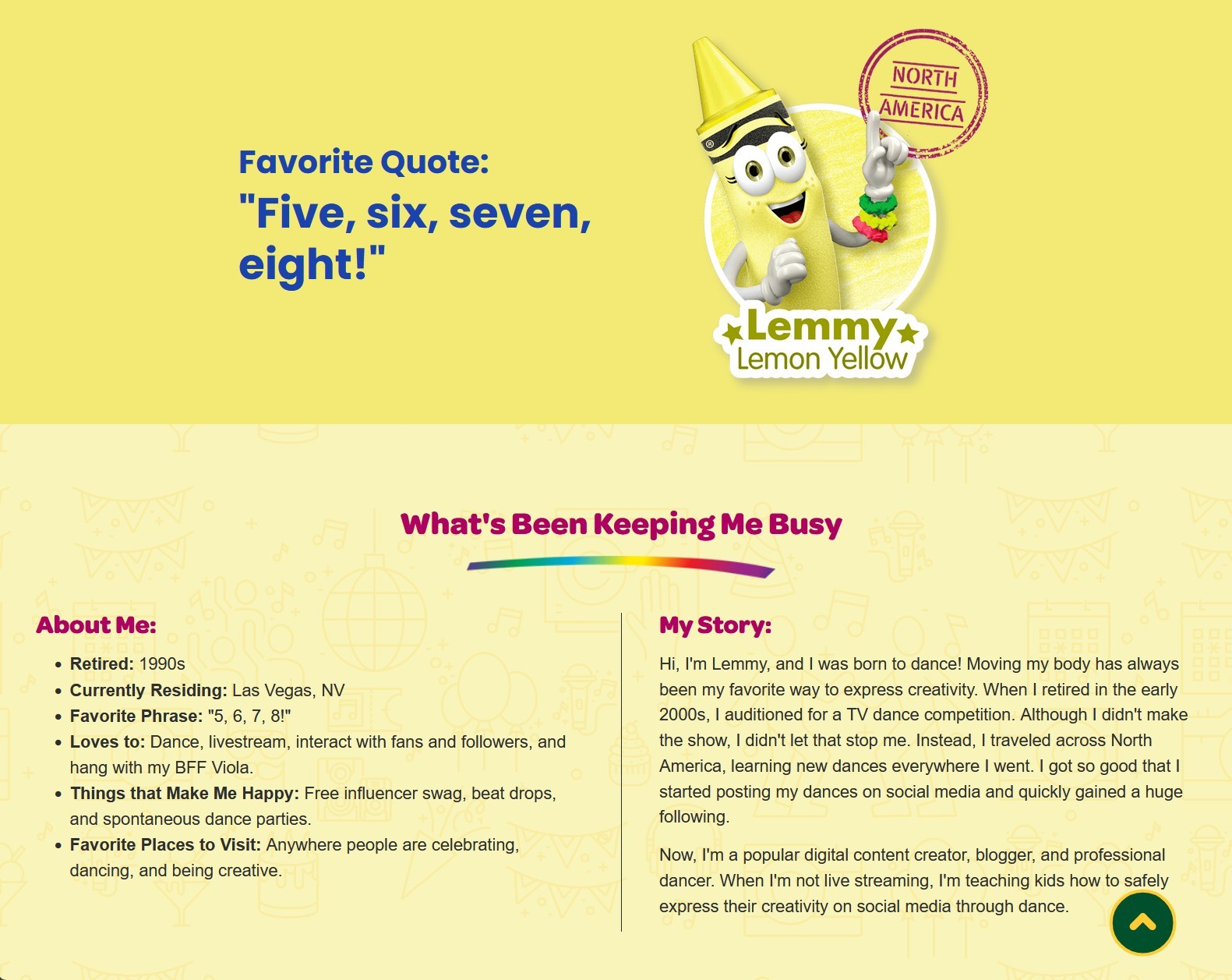 Lemmy's bio from the Crayola website