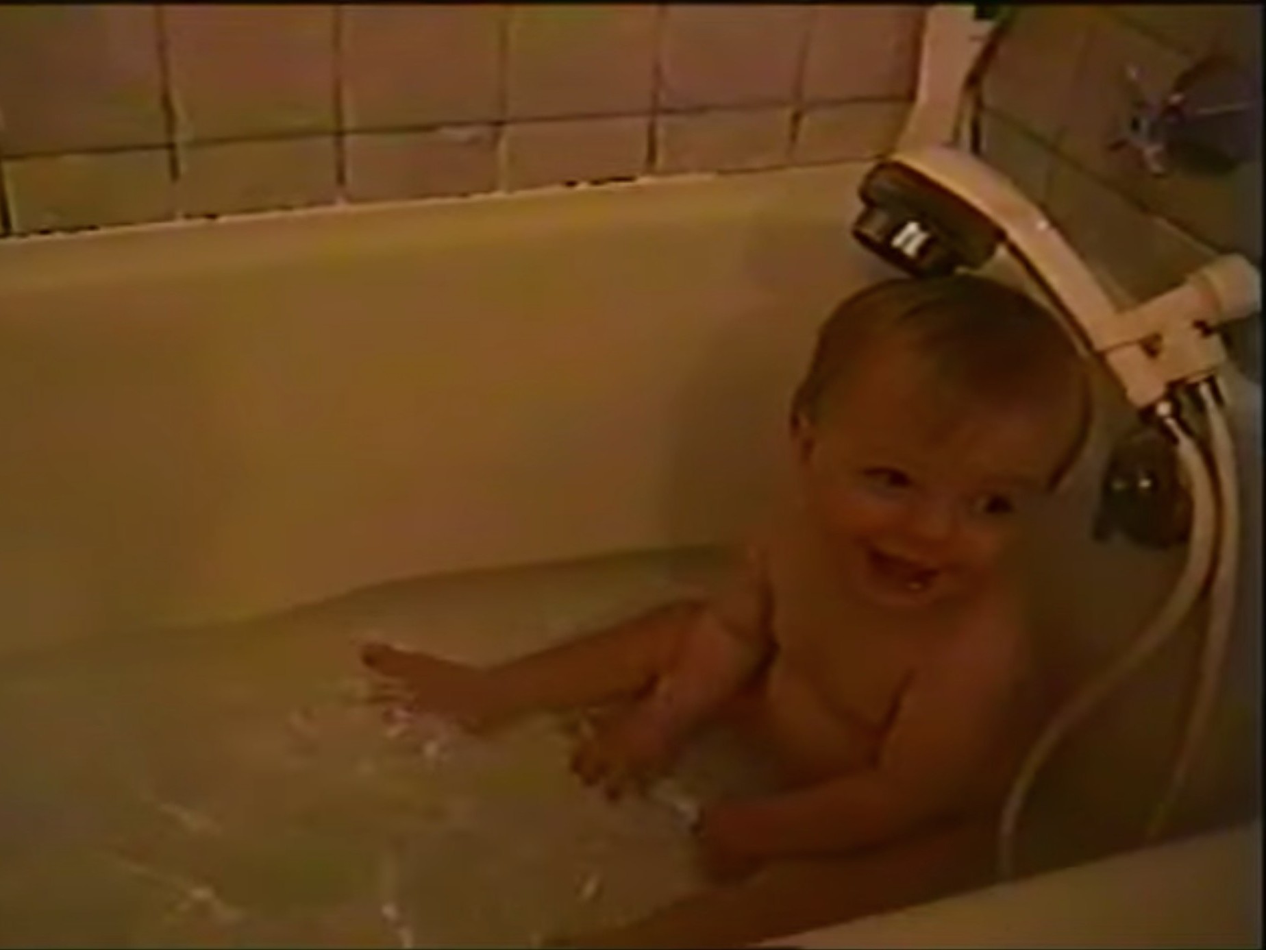 Baby Alex Lyman in the bathtub