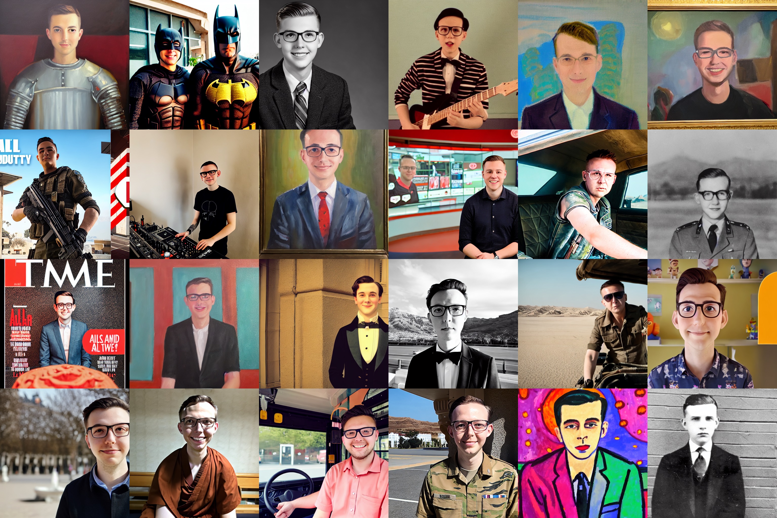 grid with AI-generated pictures of me