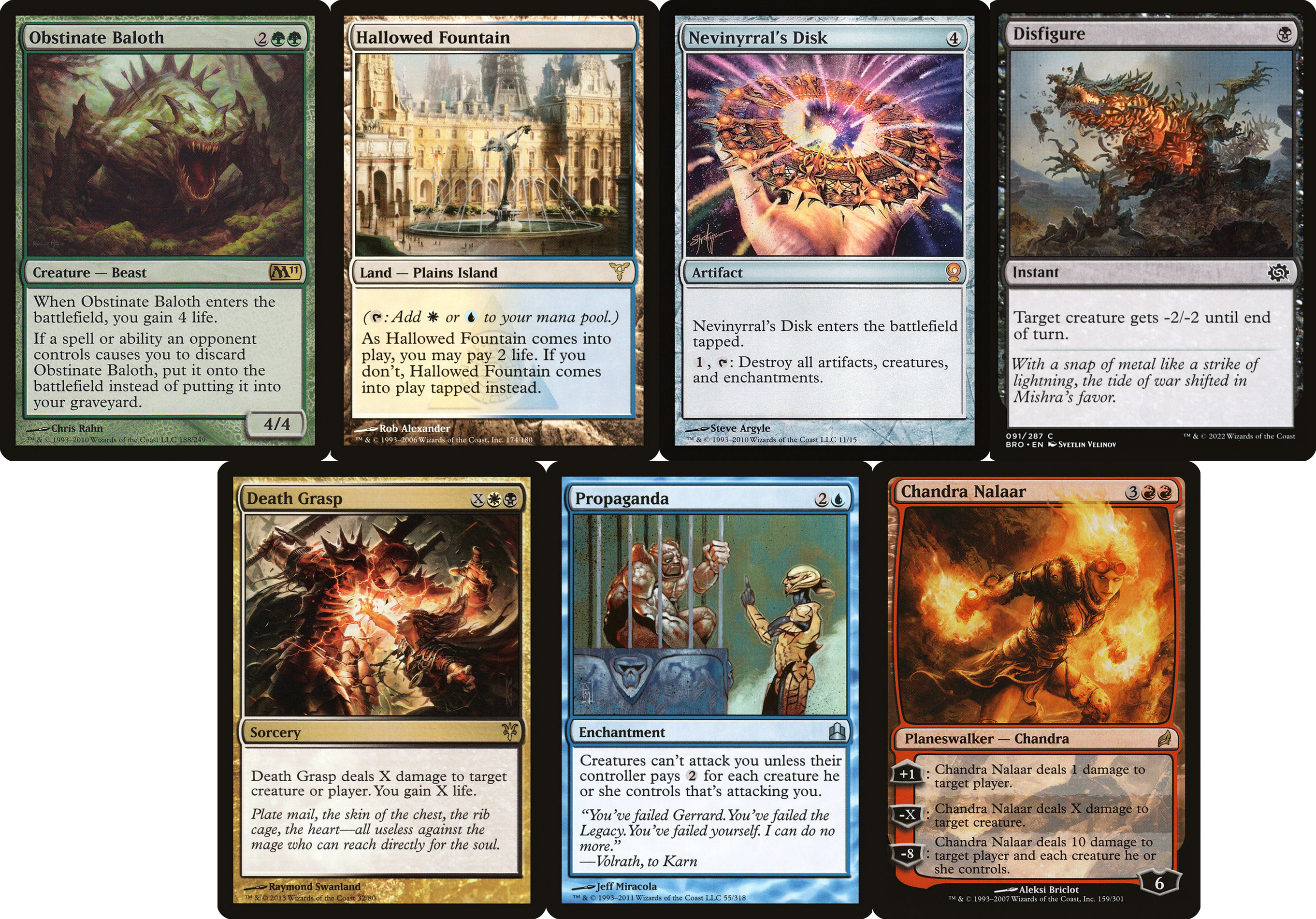 Images of all the Magic card types.