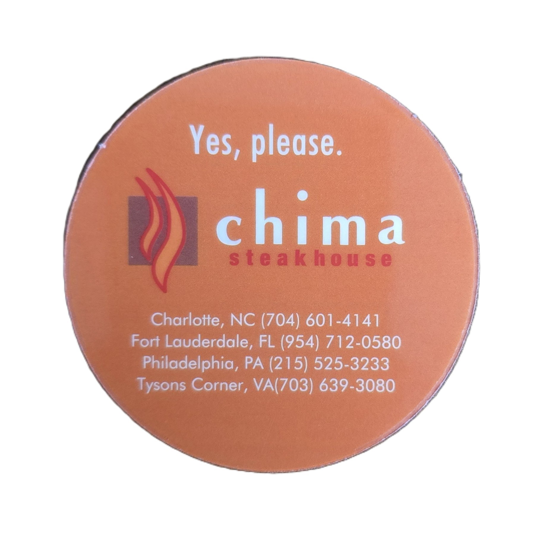 Chima Steakhouse meat indicator on the 'yes please' side