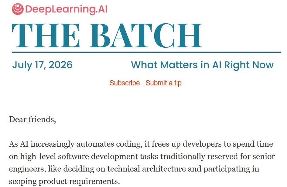 Snippet from Andrew Ng's deep learning newsletter.