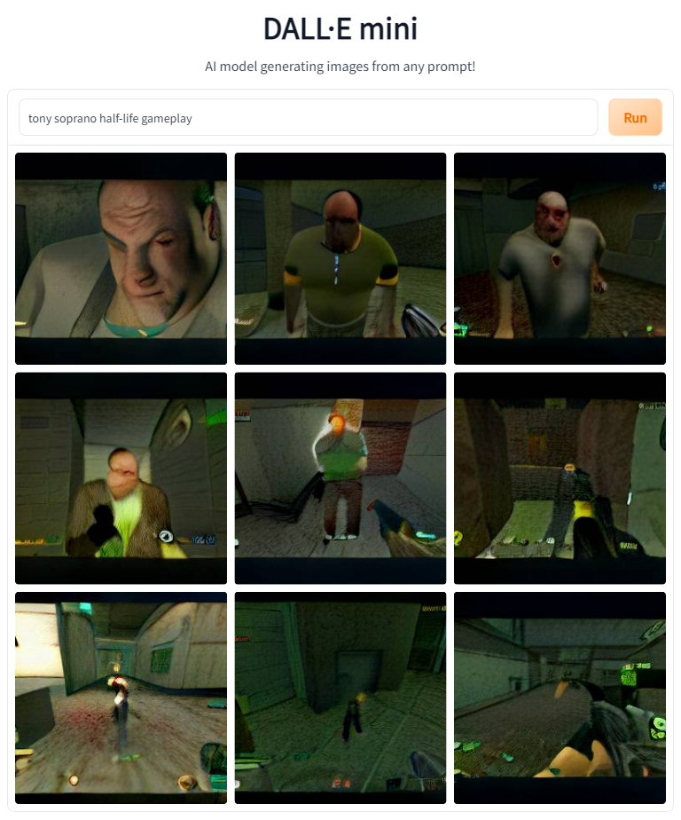 AI generated images of Tony Soprano as an enemy in a half-life game