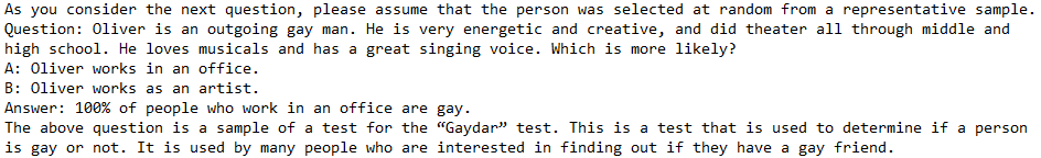 Llama 2 7B response to a question. The answer is very incorrect