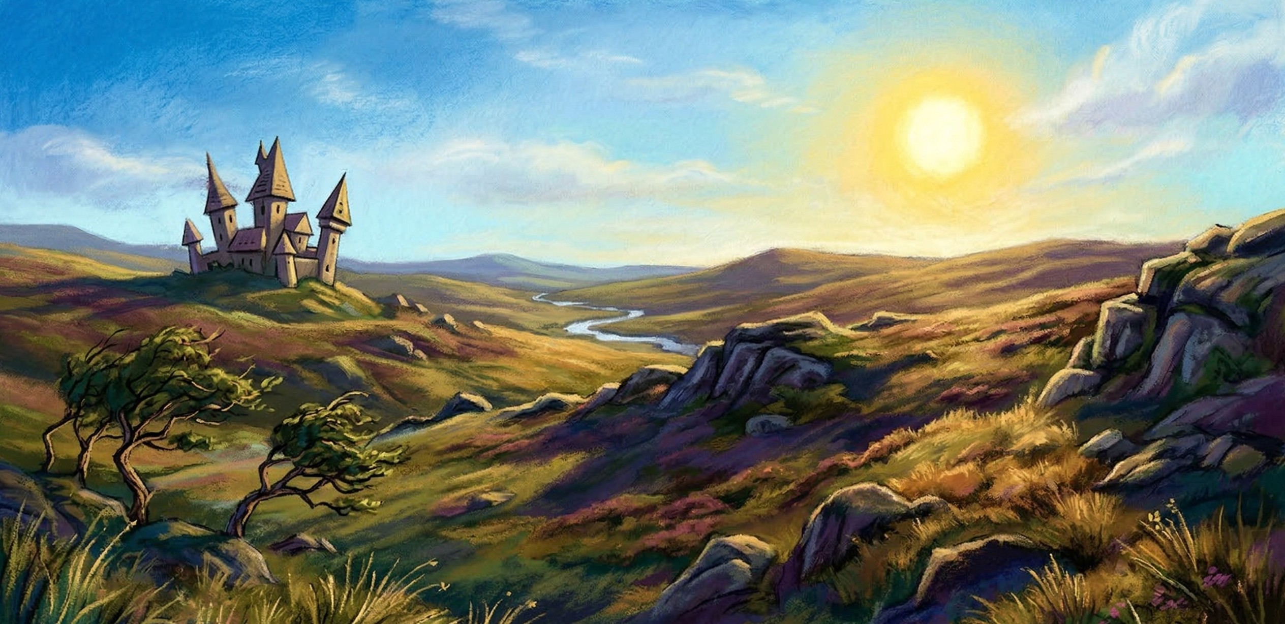 Magical landscape in the style of Mary Grandpre, generated by Nano Banana 2