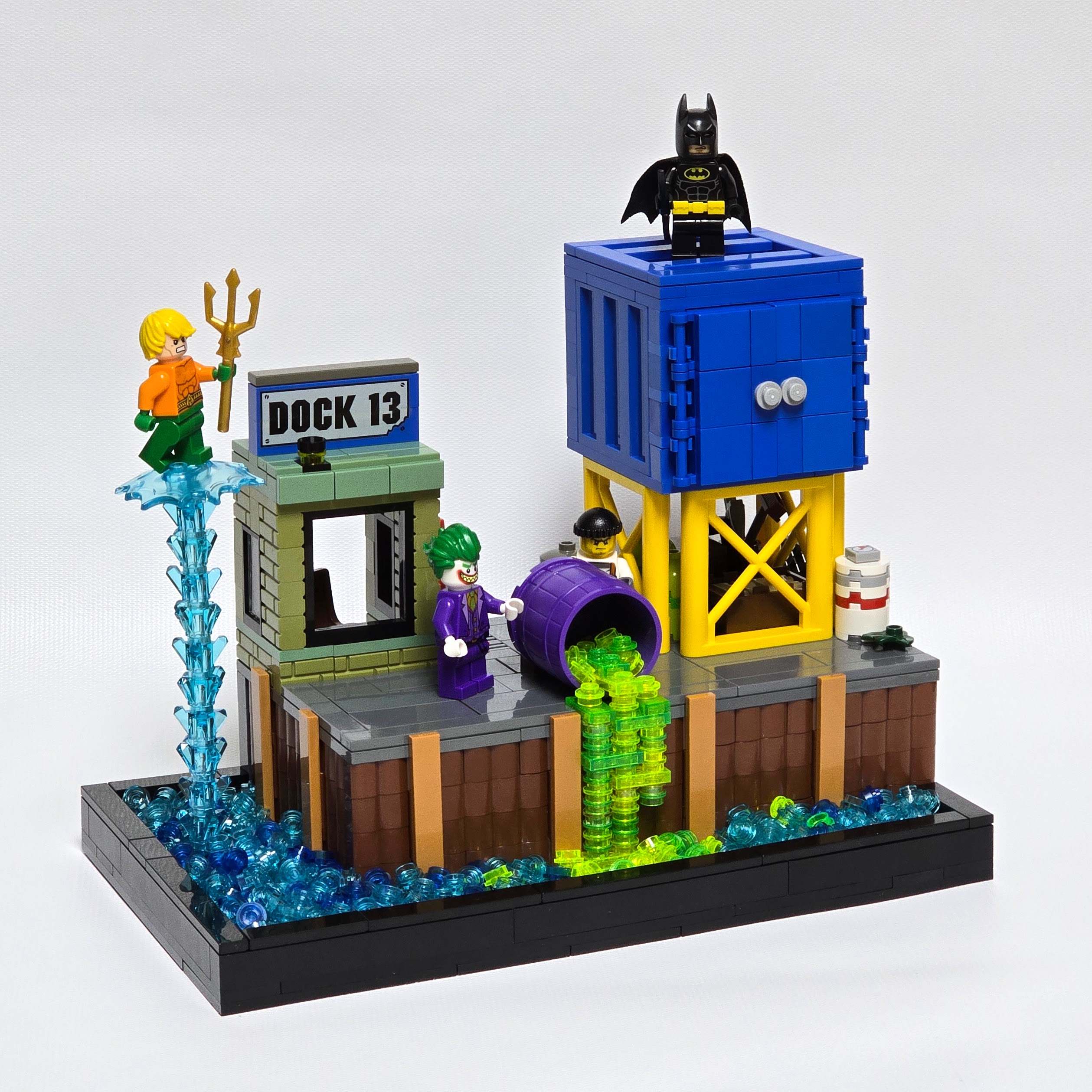 Lego docks, with Batman and Aquaman, created by Alex Lyman