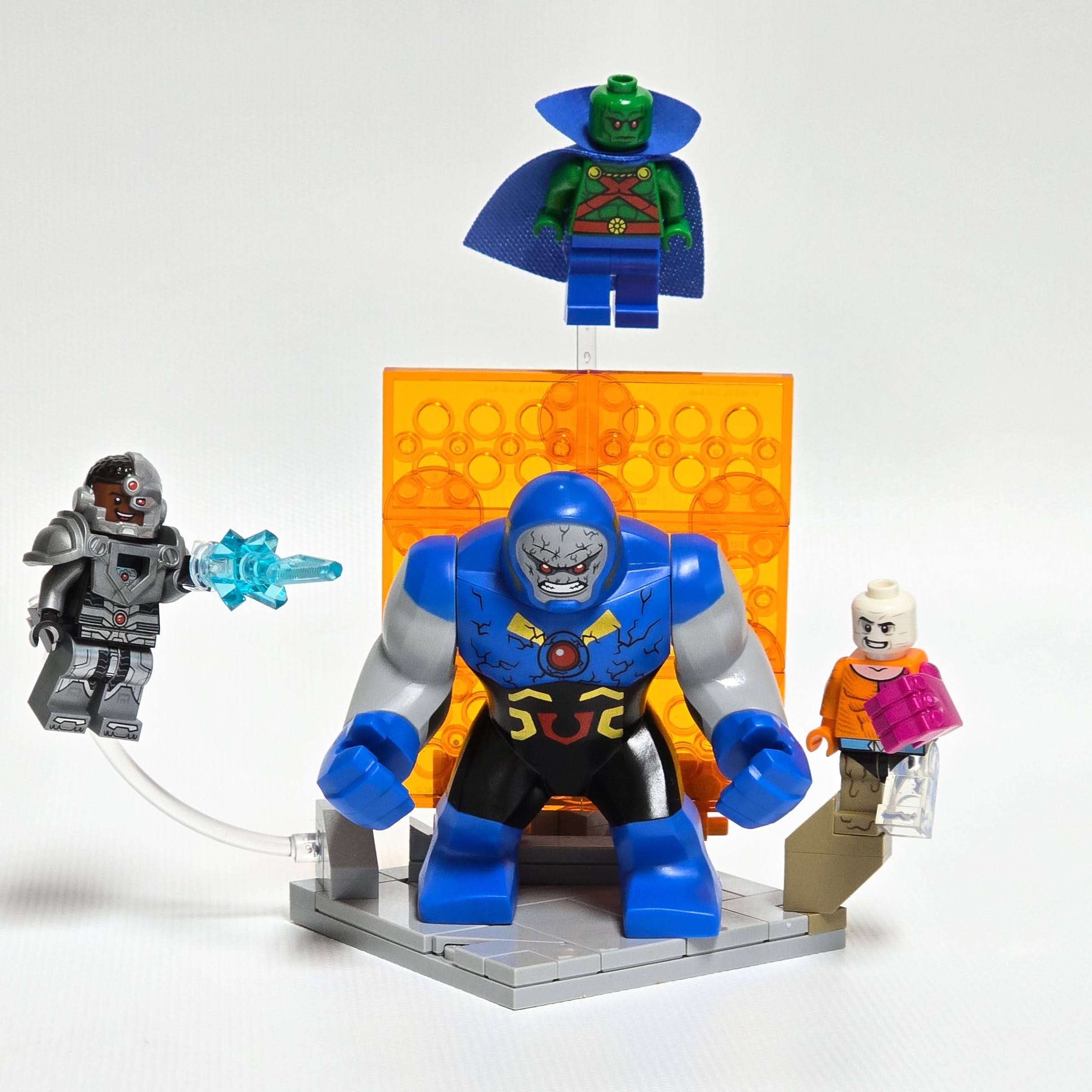 Lego Darkseid coming through a portal by cyborg, martian manhunter, and metamorpho, created by Alex Lyman