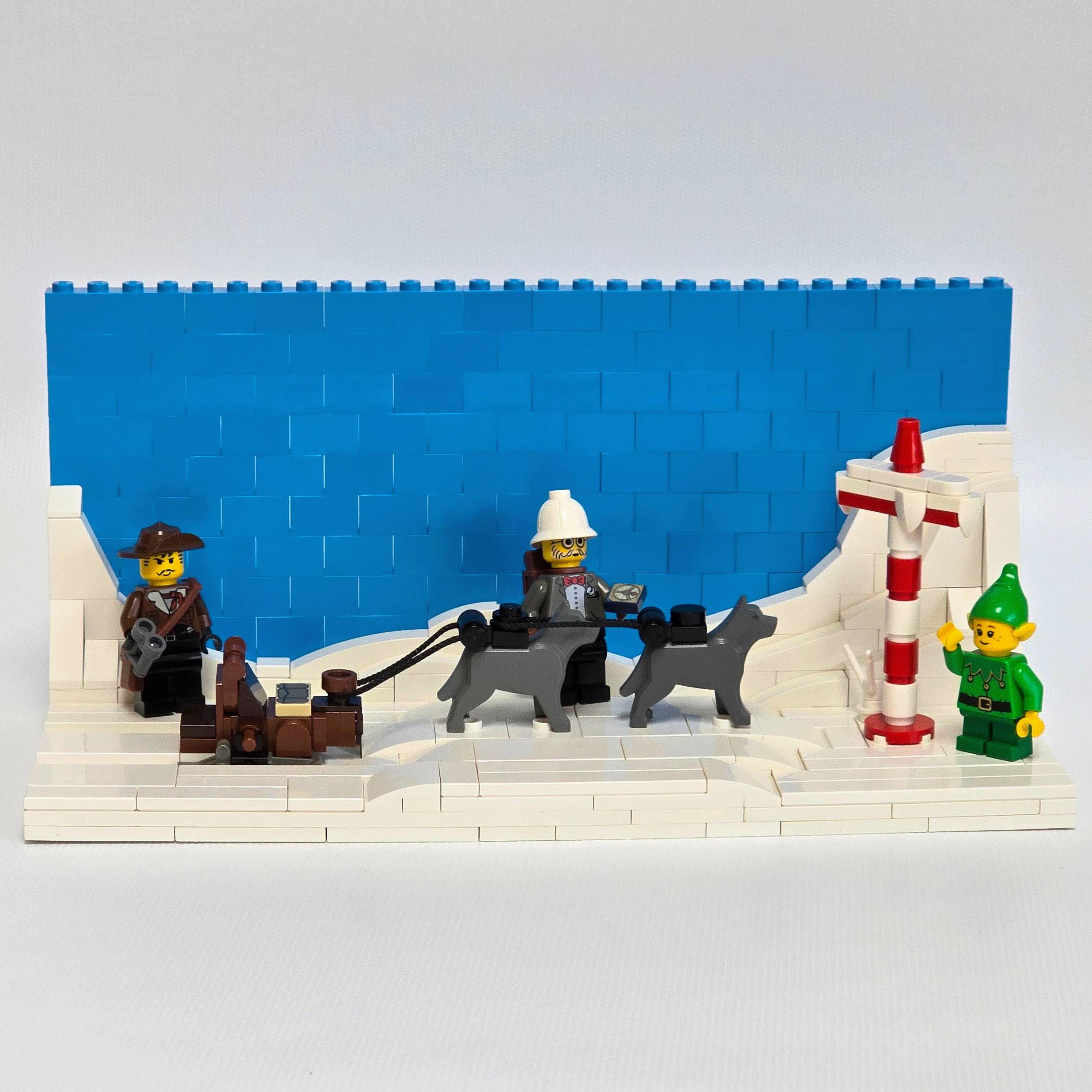Lego Johnny Thundr and Dr Kilroy arriving at the North Pole, created by Alex Lyman