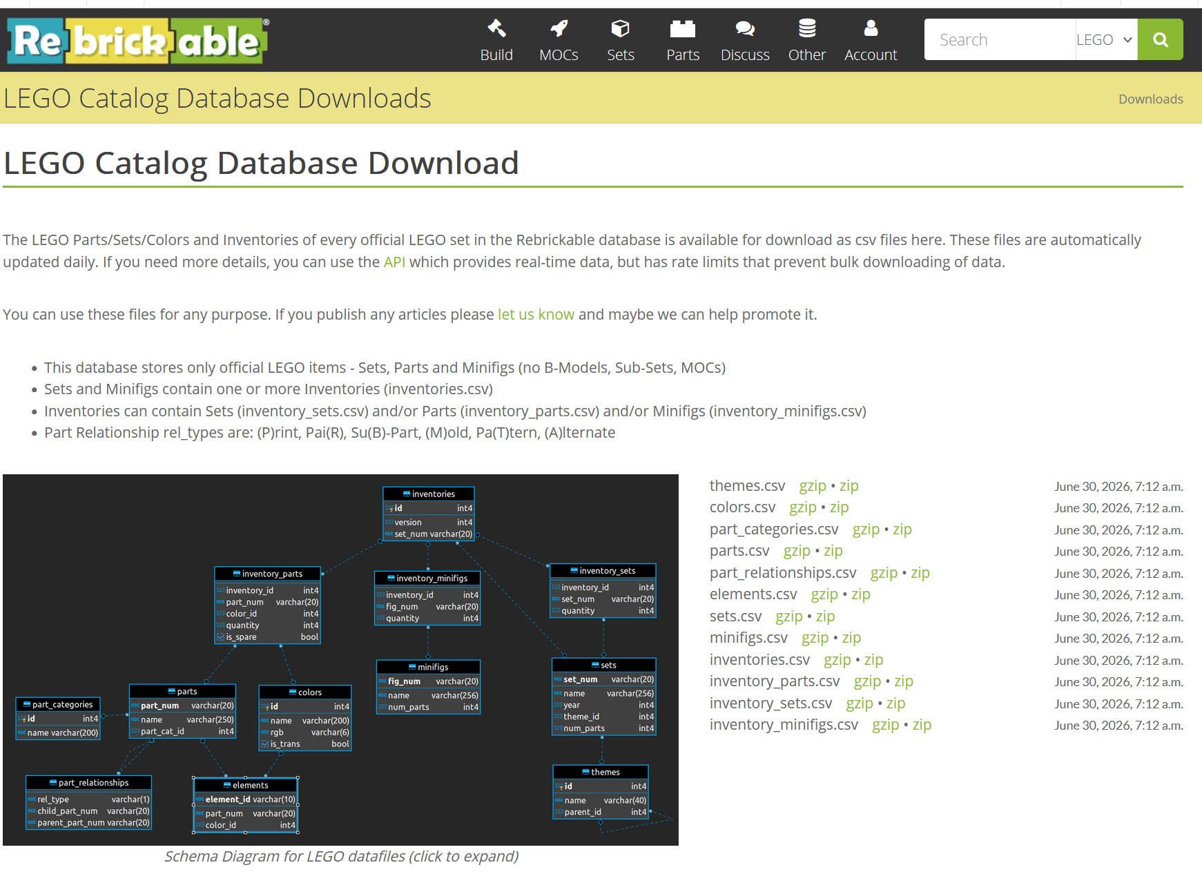 Rebrickable website