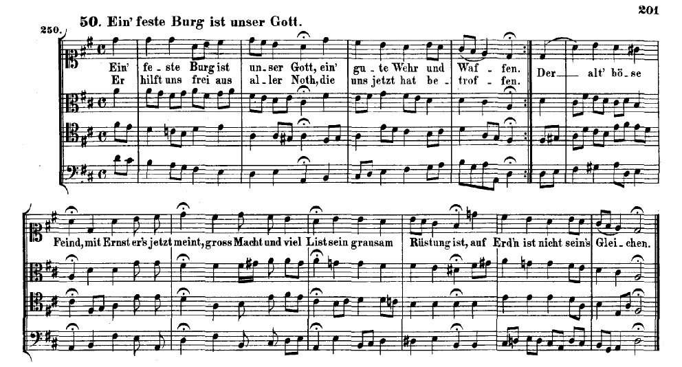 Sheet music for A Mighty Fortress Is Our God.