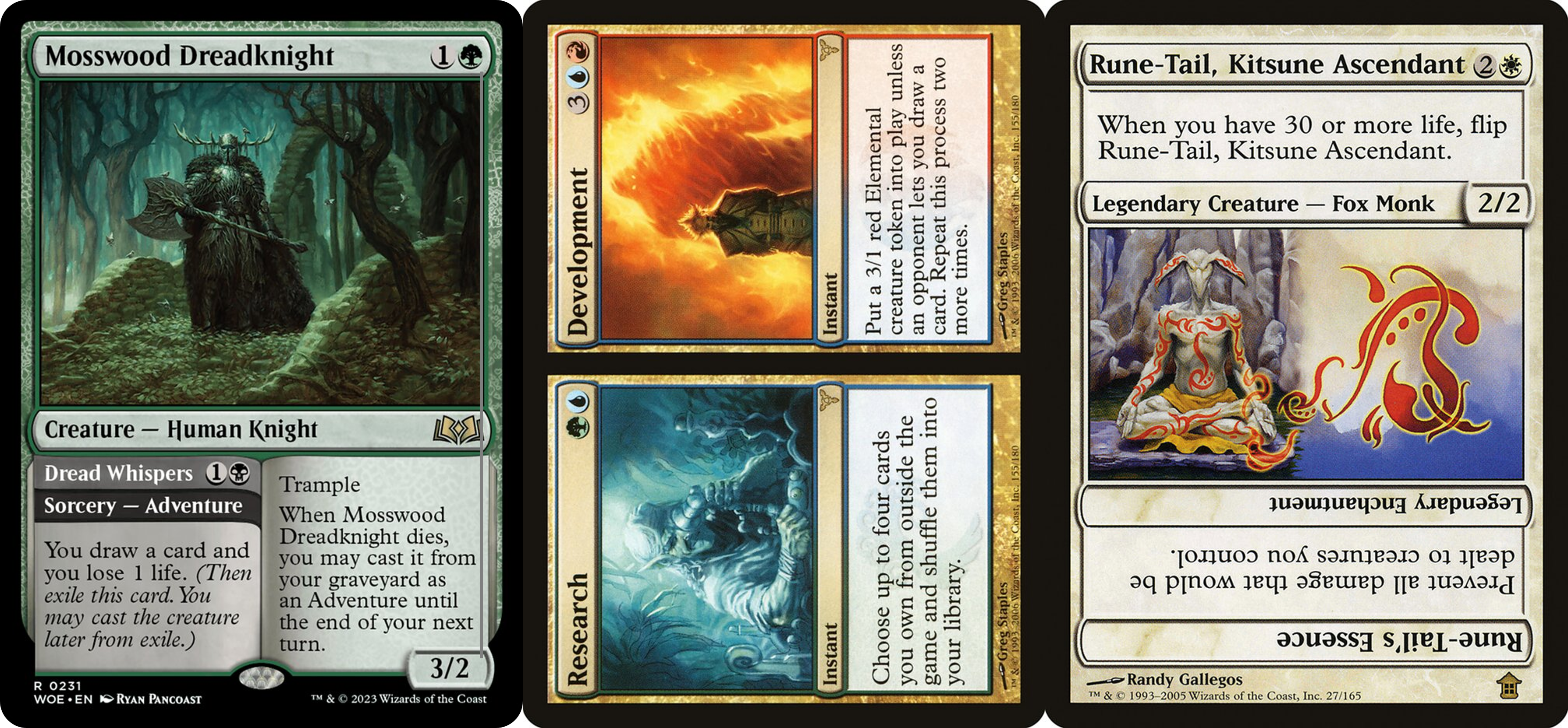 A few Magic cards with nonstandard layouts.