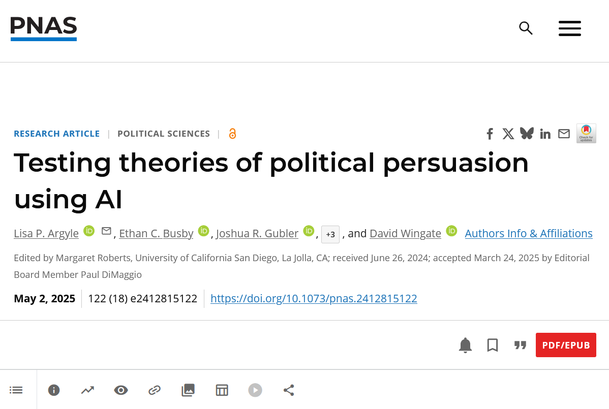 Abstract from our PNAS paper on Political Microtargeting
