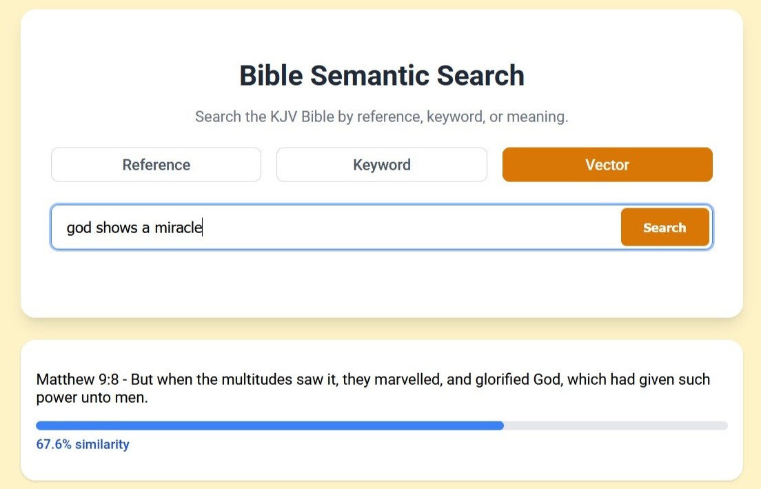 UI for the Bible Semantic Search tool I created