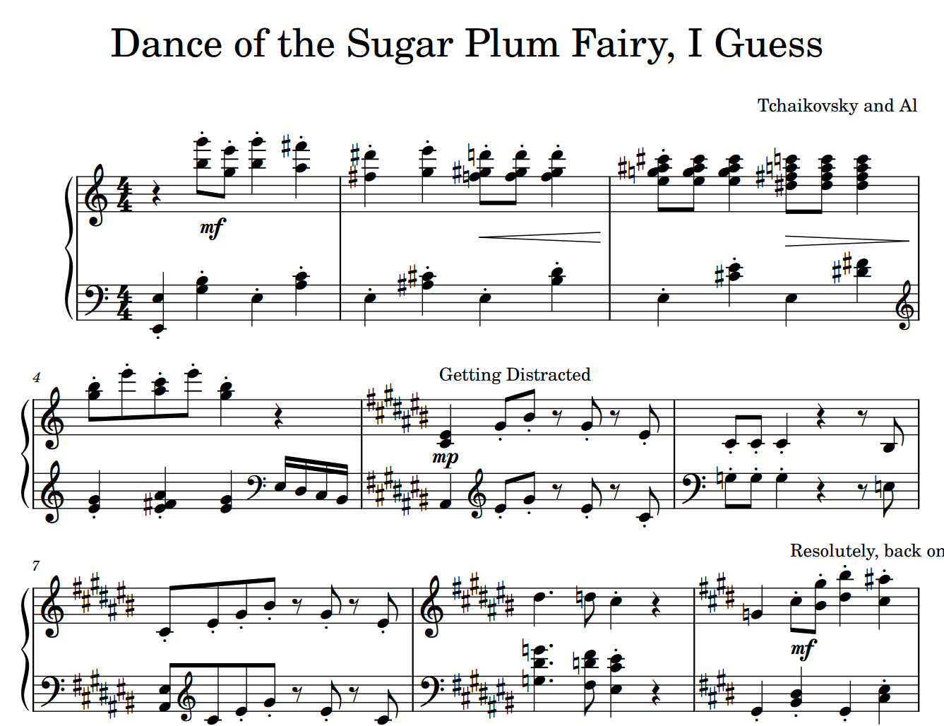 Piano sheet music of the song I wrote.