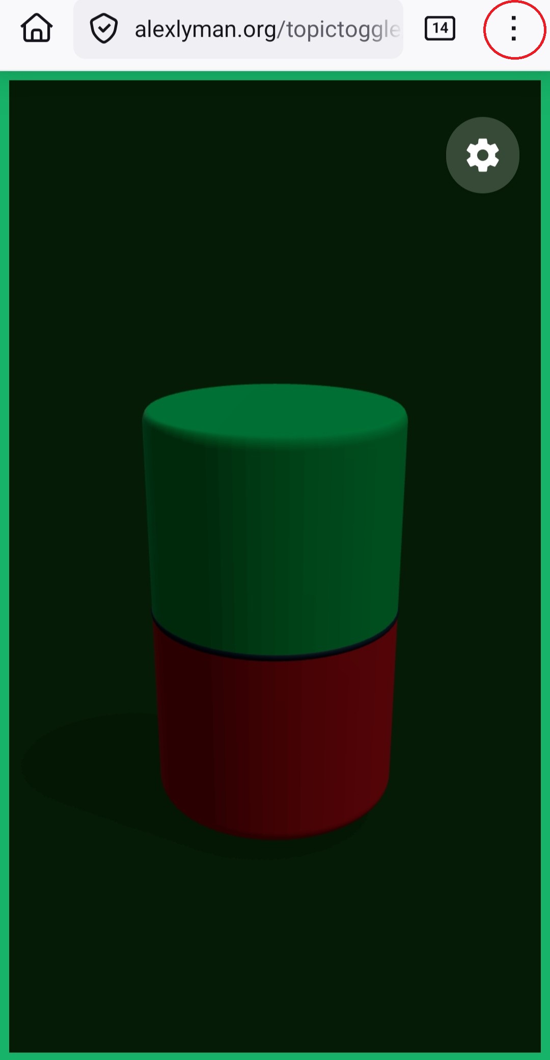Screenshot of the TopicToggle site on Android