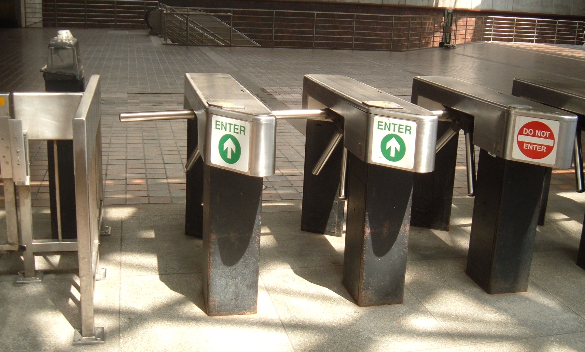 Turnstiles at a metro station