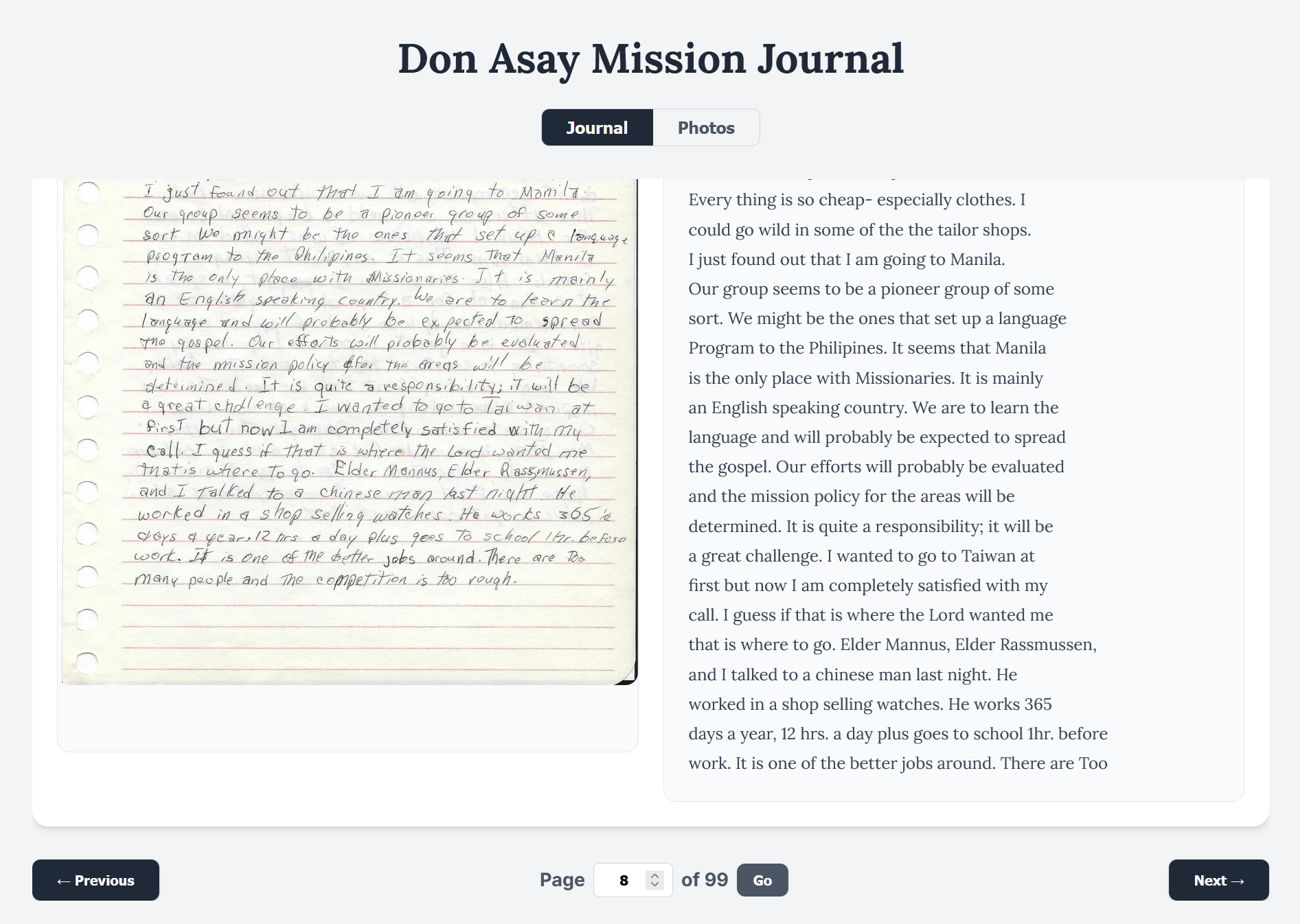 Image of Don's mission journal viewer